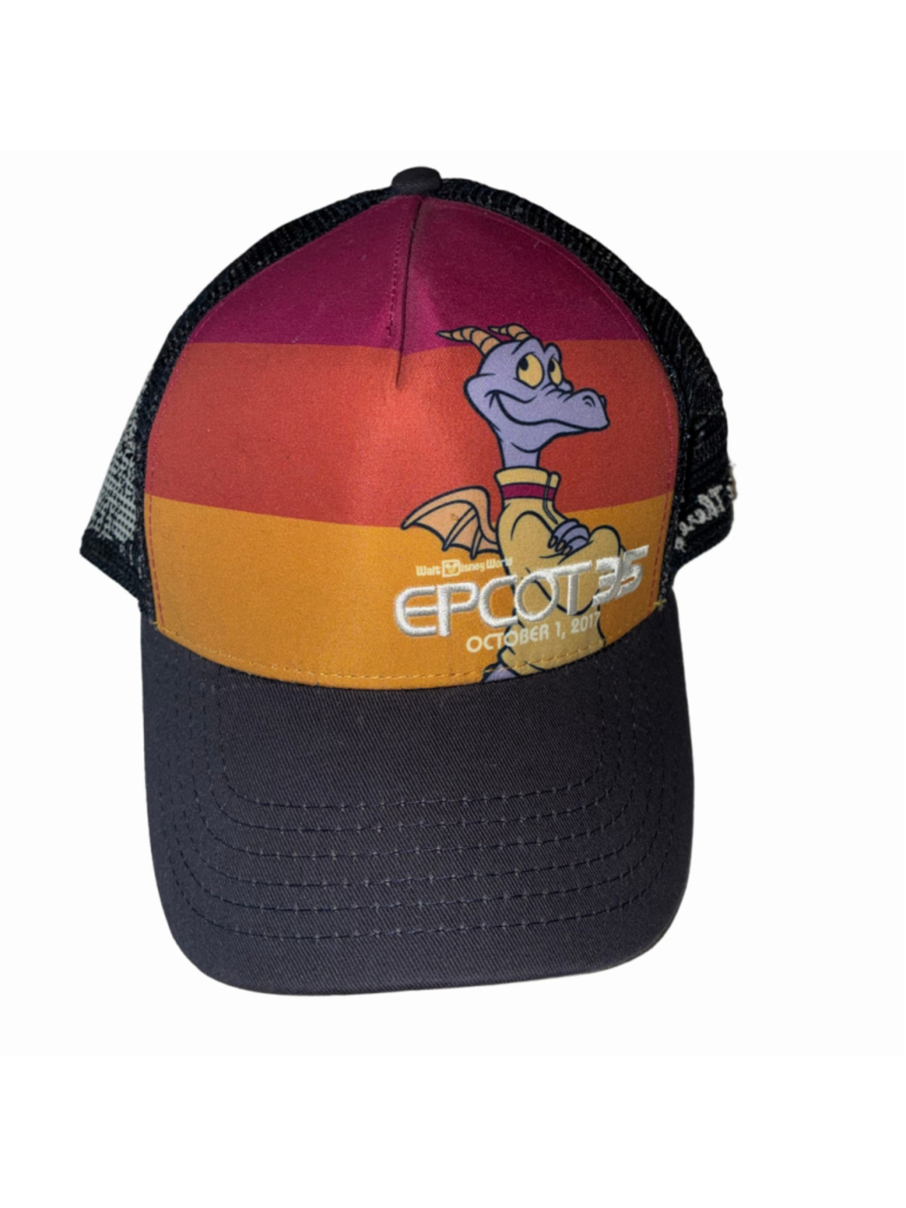 Disney Parks Epcot 35 Figment Trucker Hat One Size Black Multi-color